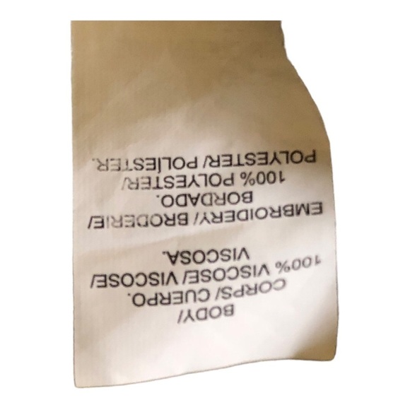 Lucky Brand Embroidered Floral Cross Over Flutter Sleeve Top Women's Small Blue - Picture 10 of 10